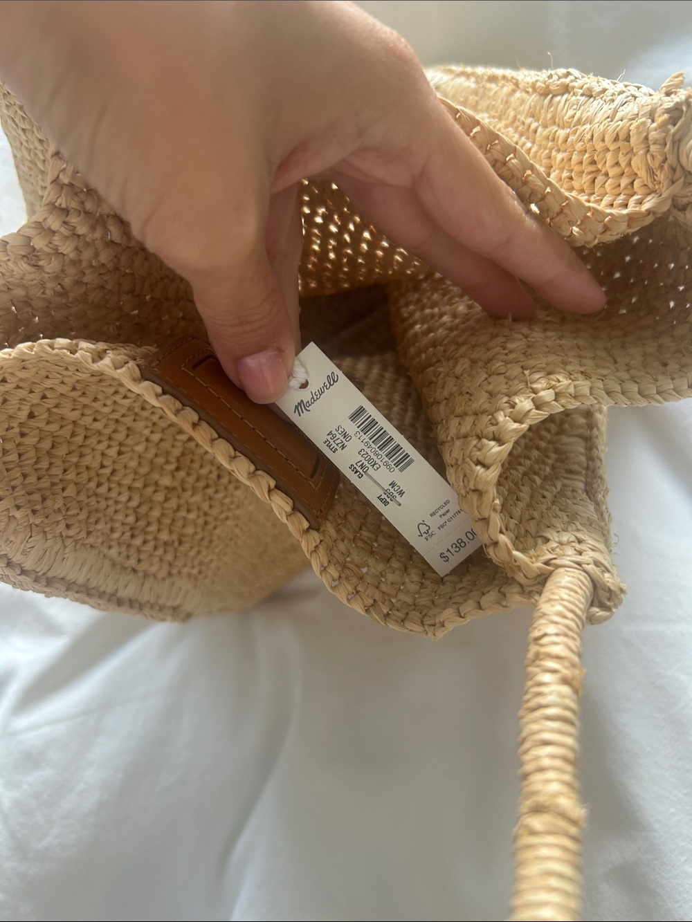 NWT madewell small tote Woven Straw Shoulder Bag in Natural raffia - Picture 2 of 5